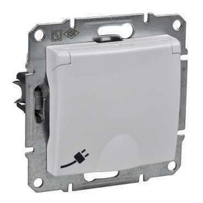 Розетка с/з с/ш с крыш., бел. IP44 SDN3100321