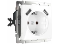 Розетка с заземлением и шторками и USBx2 /W1171501 (белая)