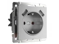 Розетка с заземлением, шторками и USBx2 /W1171506 (серебряный)