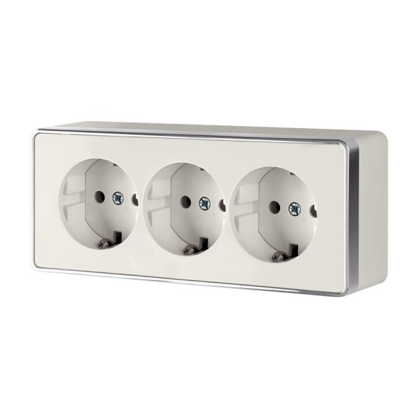 Розетка тройная с заземлением и шторками Gallant /W5073103 (слоновая кость)
