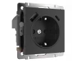 Розетка с заземлением, шторками и USB тип А+С /W1171708 (черный)