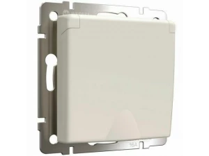 Розетка с заземлением и шторками с крышкой IP44 /W1171262 (айвори матовый)