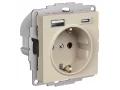 Розетка USB двойная А+С, 16А, механизм, Песочный /ATN001232/