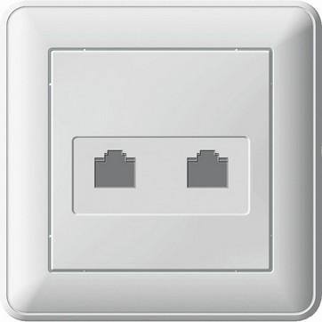 W59 РОЗЕТКА двойная компьютерная RJ45 кат.5E, в сборе, БЕЛЫЙ