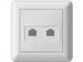 W59 РОЗЕТКА двойная компьютерная RJ45 кат.5E, в сборе, БЕЛЫЙ
