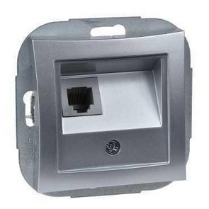 Розетка телефонная RJ11 серебро WDE000381 Wessen