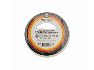 Изолента ПВХ профессиональная, 0,18х19 мм, 20 м, белая KRANZ