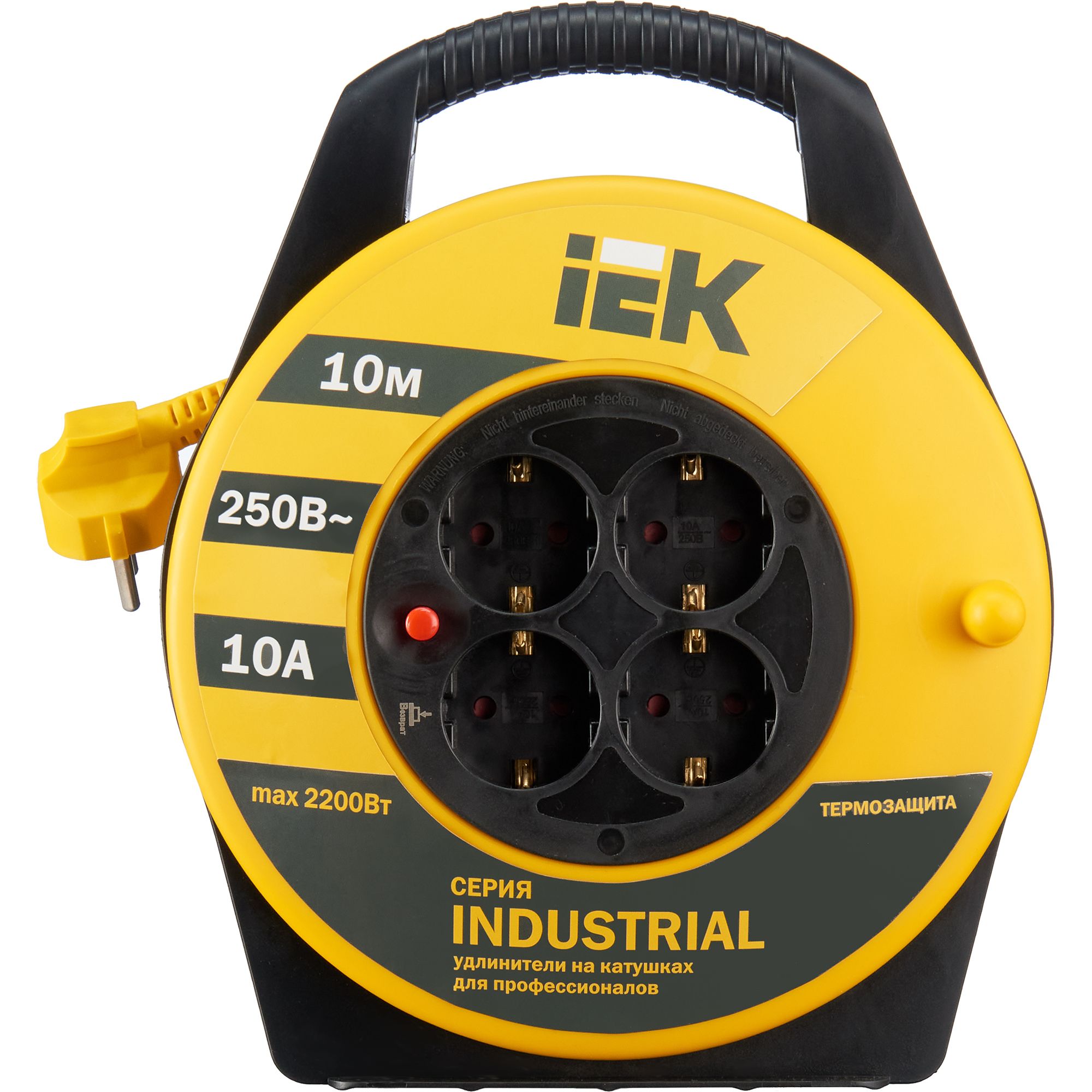 Катушка УК10 с термозащитой 4 места 2Р+PЕ/10м 3х1,0 мм2 Industrial