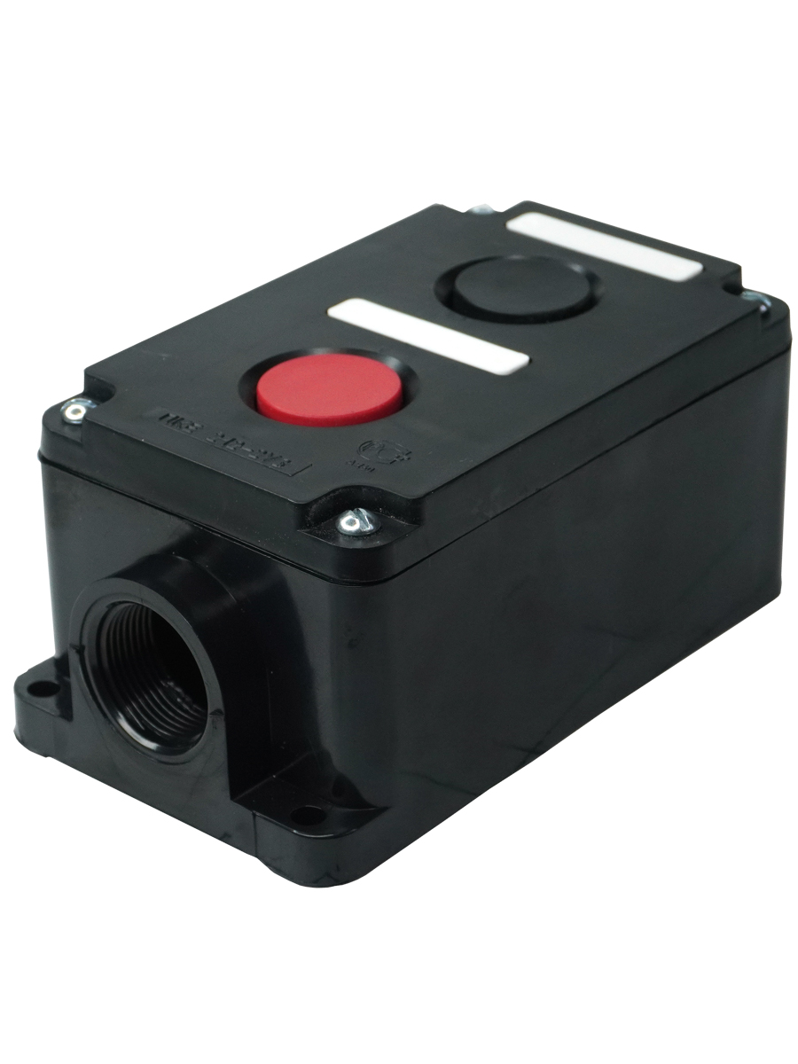 Пост управления ПКЕ 212-2 У3, 10А, 660В, 2 элемента, чёрный и красный цилиндр, накладной, IP40 (ЭТ)