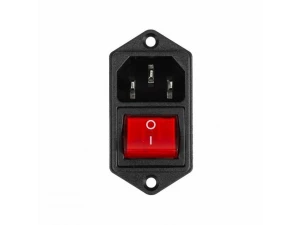 Выключатель клавишный 250 V 6 А (4с) ON-OFF красный с подсветкой и штекером C14 3PIN  REXANT