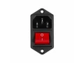 Выключатель клавишный 250 V 6 А (4с) ON-OFF красный с подсветкой и штекером C14 3PIN REXANT