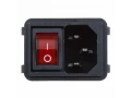 Выключатель клавишный 250V 10А (4с) ON-OFF красный с подсветкой и штекером C14 3PIN REXANT