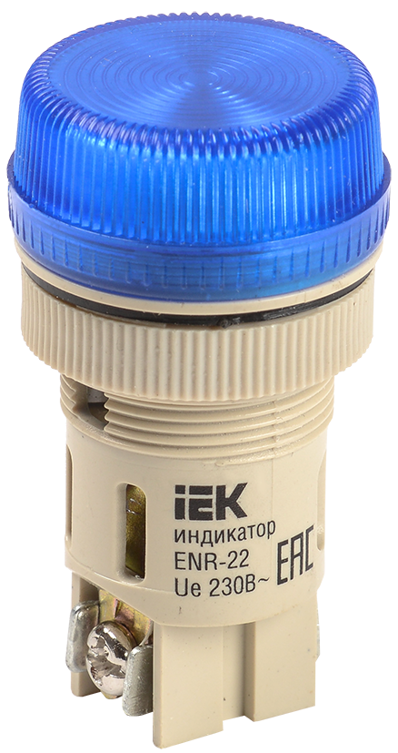 Лампа ENR-22 сигнальная d22мм синий неон/240В цилиндр ИЭК