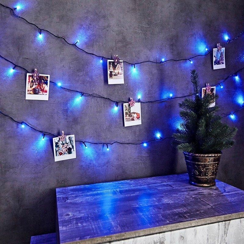 Гирлянда Твинкл Лайт 6 м, темно-зеленый ПВХ, 40 LED, цвет синий