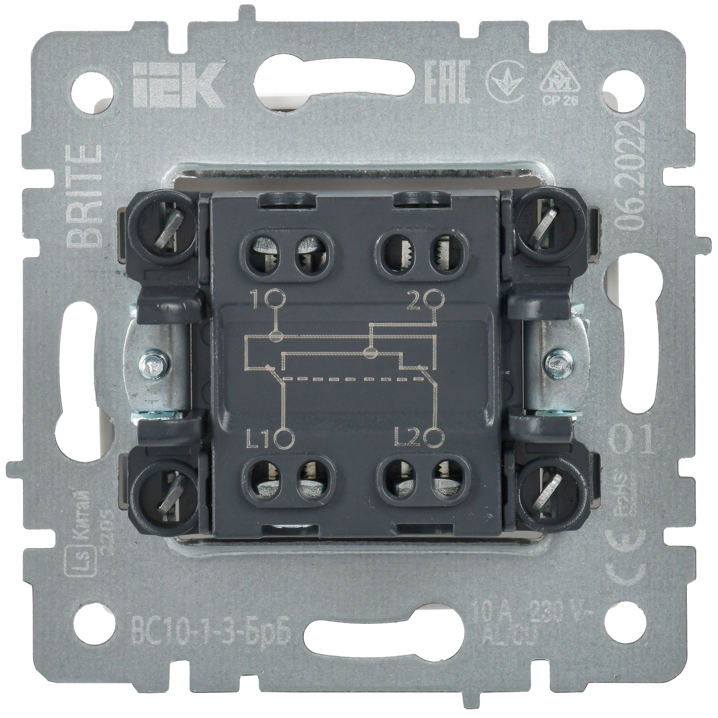 BRITE Выключатель 1-клавишный перекрестный 10А ВС10-1-3-БрБ белый ИЭК