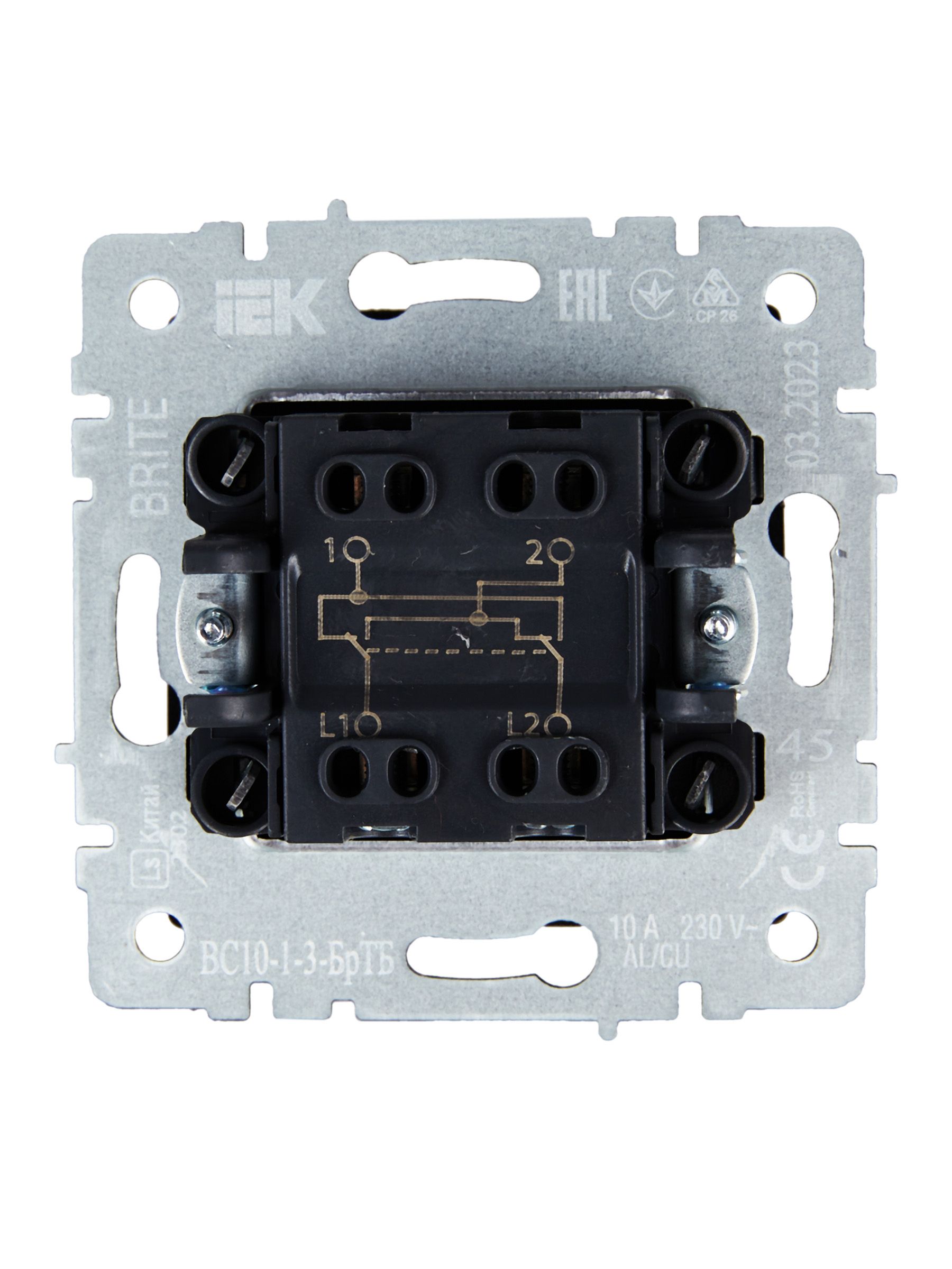 BRITE Выключатель 1-клавишный перекрестный 10А ВС10-1-3-БрТБ темная бронза ИЭК