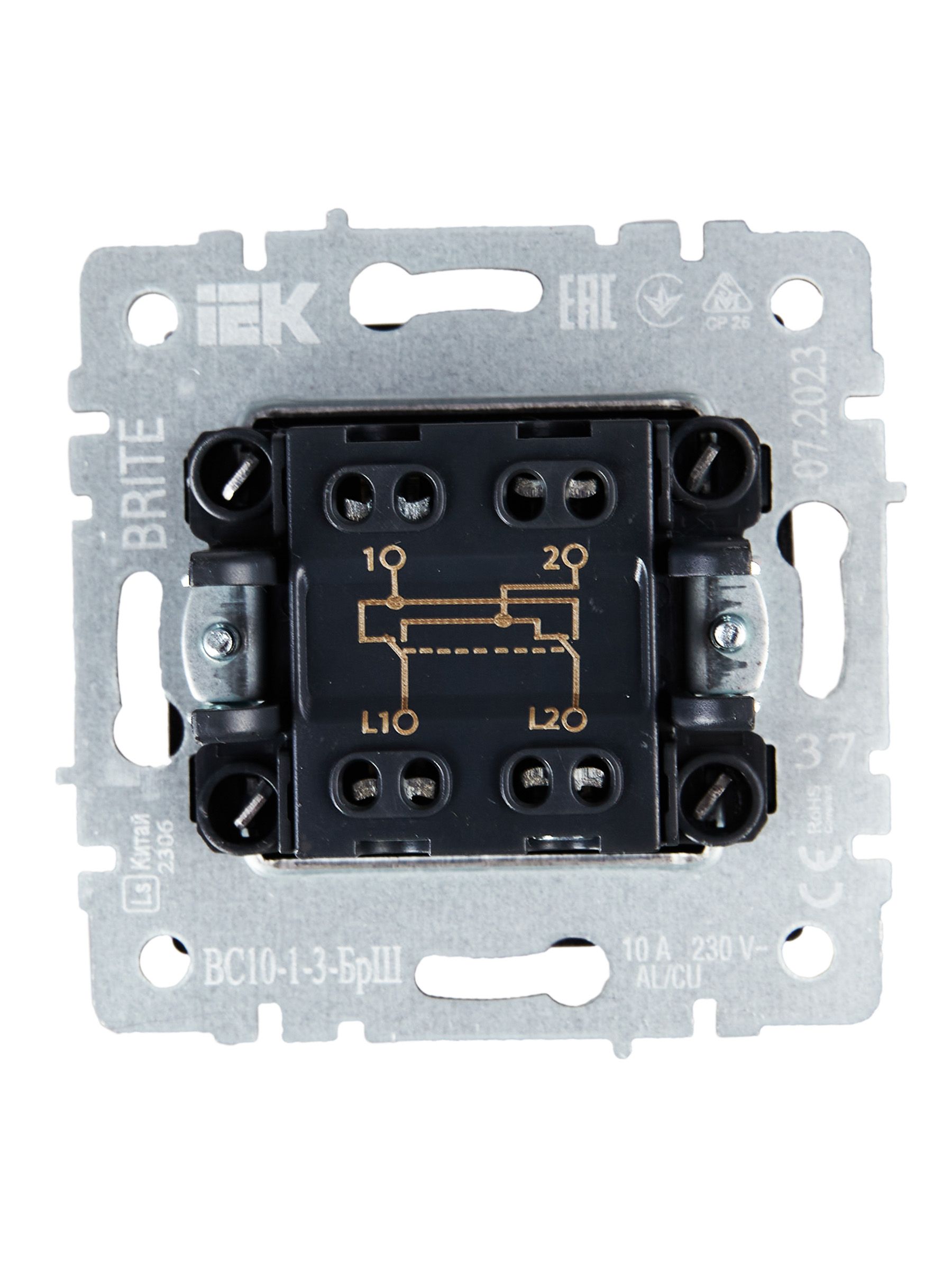 BRITE Выключатель 1-клавишный перекрестный 10А ВС10-1-3-БрШ шампань ИЭК