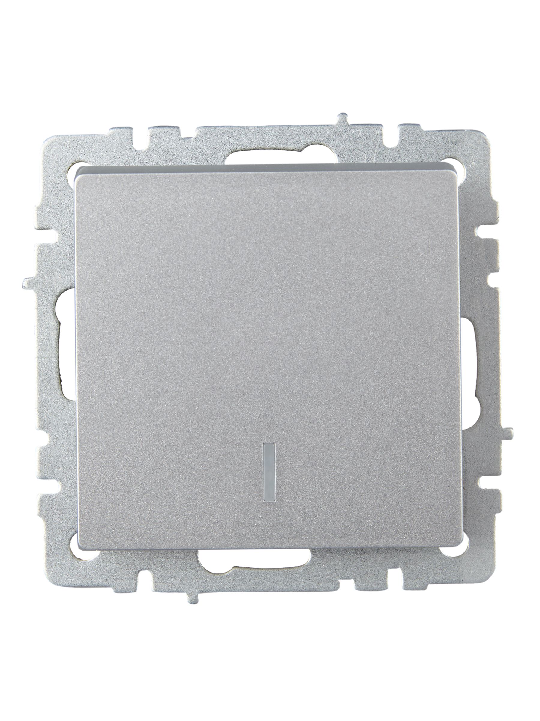 BRITE Выключатель 1-клавишный проходной с индикацией 10А ВС10-1-7-БрА алюминий ИЭК