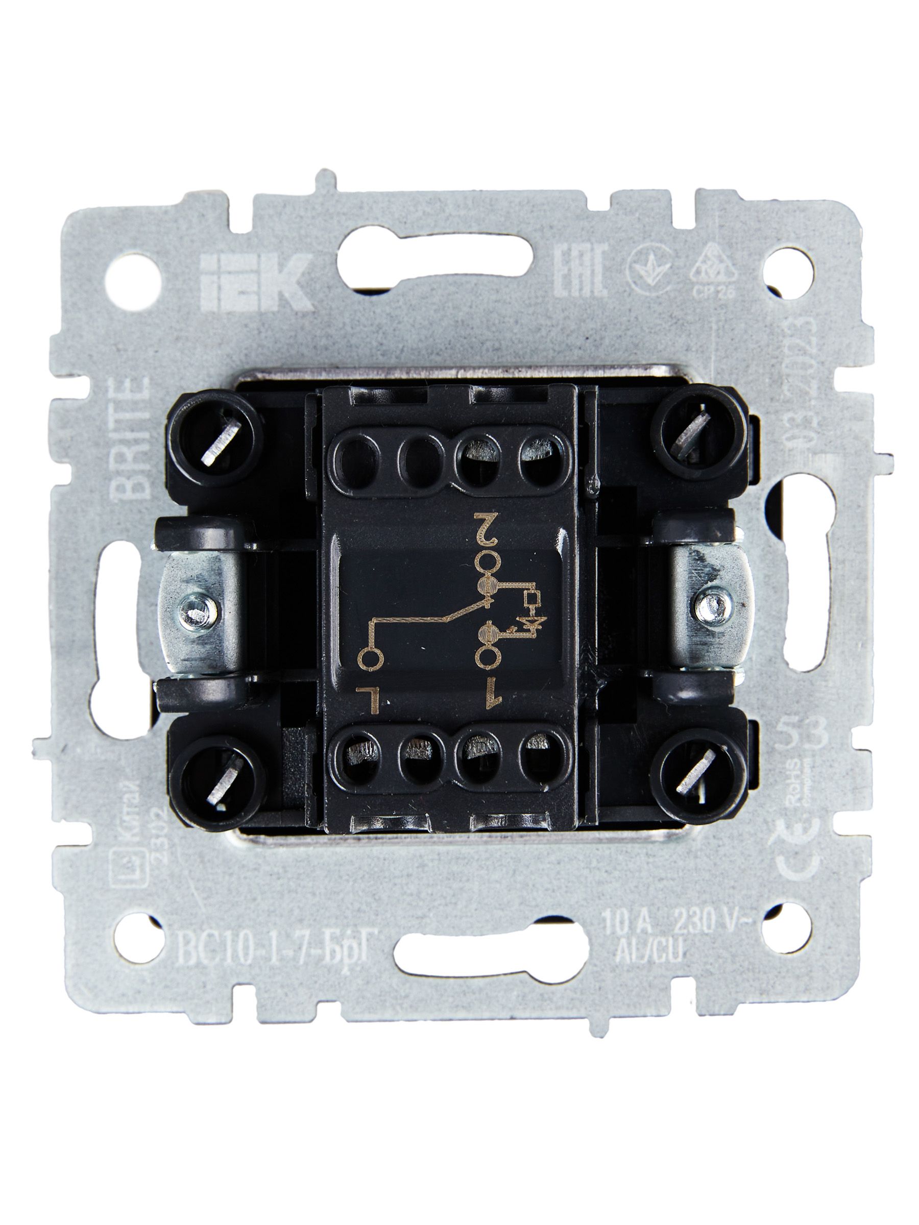BRITE Выключатель 1-клавишный проходной с индикацией 10А ВС10-1-7-БрГ графит ИЭК