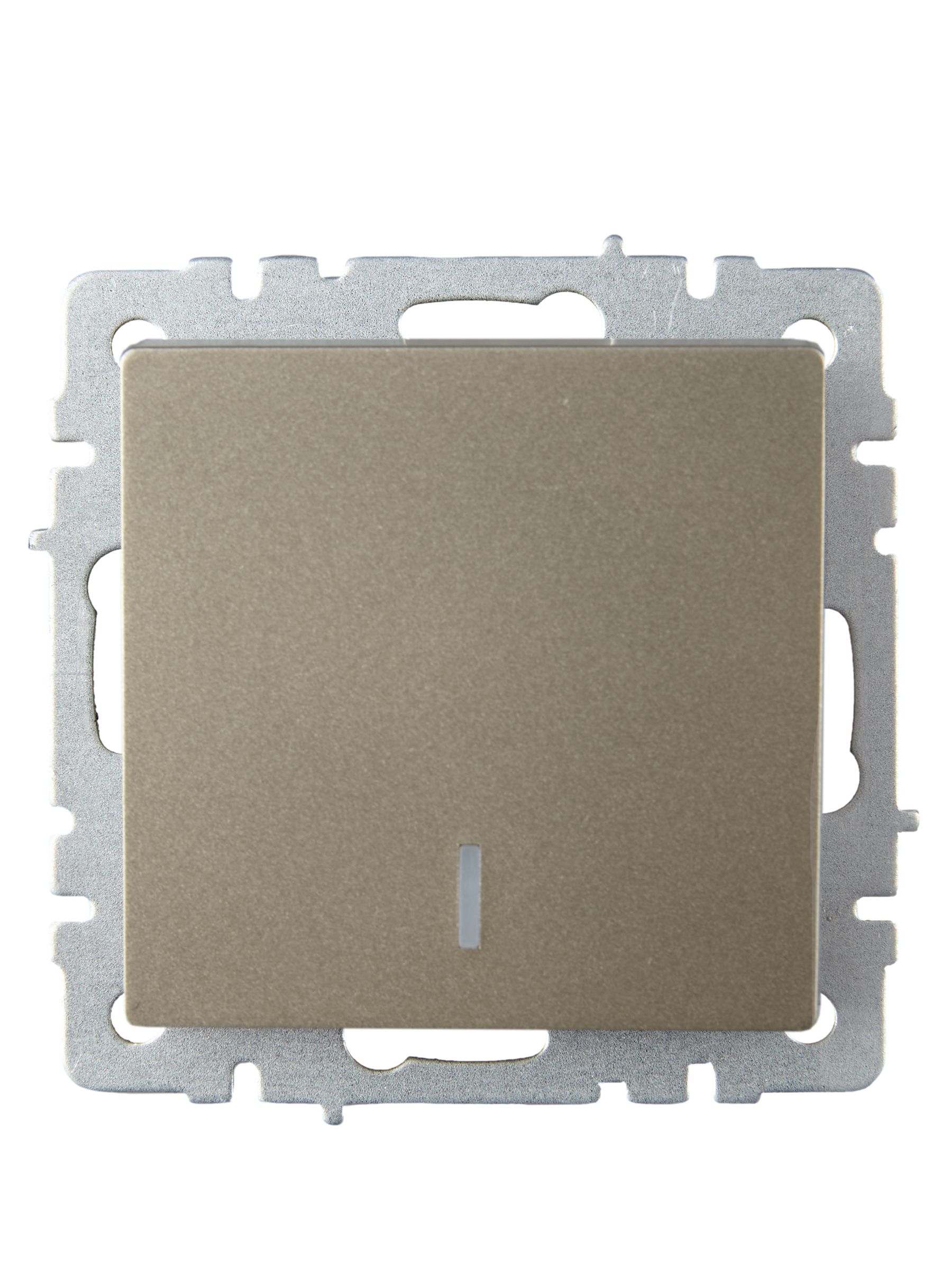 BRITE Выключатель 1-клавишный проходной с индикацией 10А ВС10-1-7-БрШ шампань ИЭК