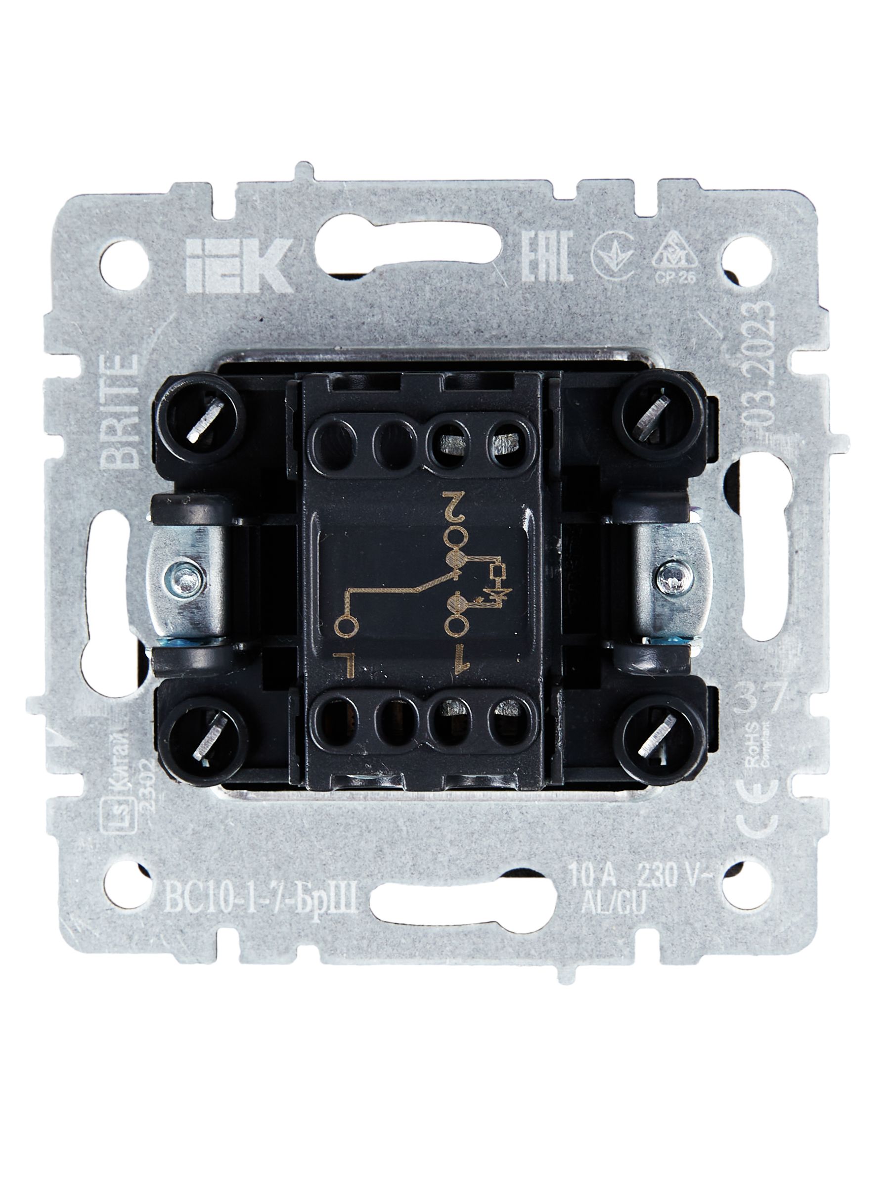 BRITE Выключатель 1-клавишный проходной с индикацией 10А ВС10-1-7-БрШ шампань ИЭК