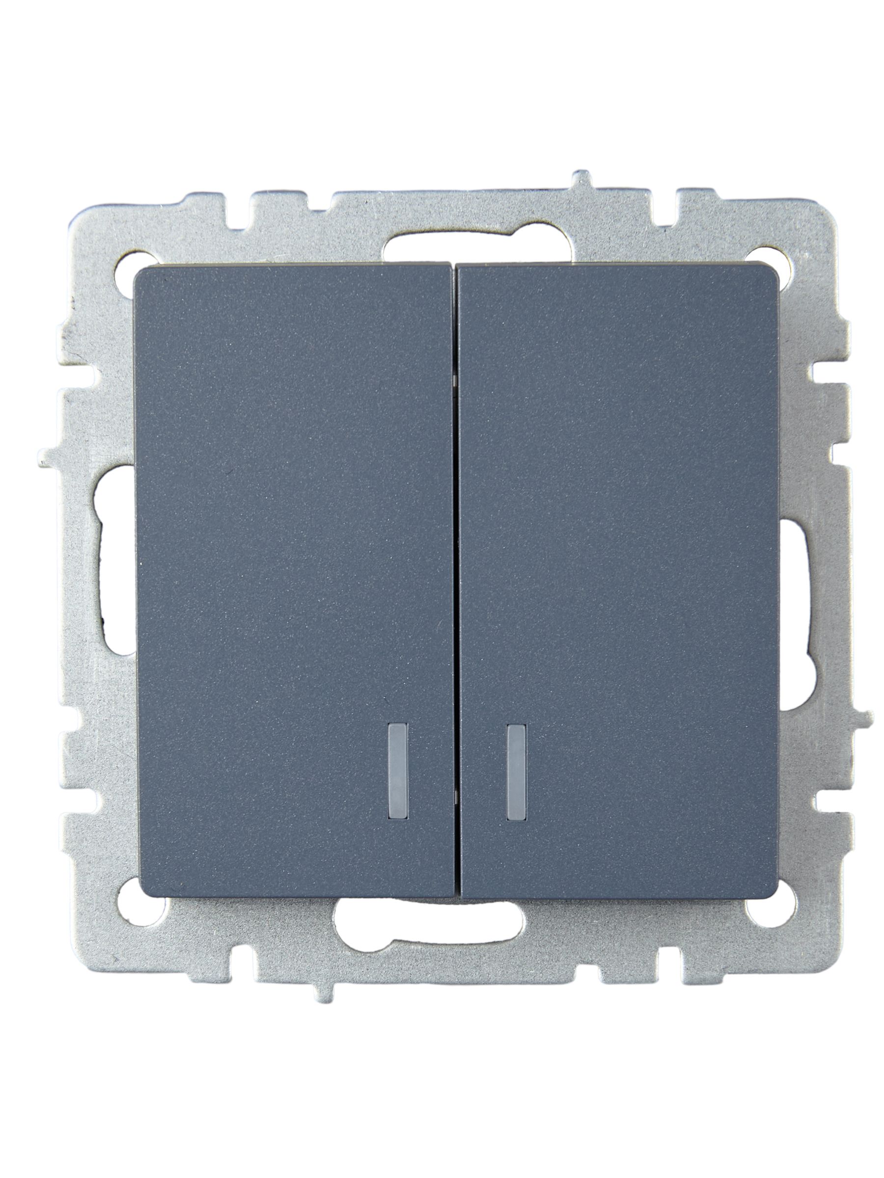 BRITE Выключатель 2-клавишный с индикацией 10А ВС10-2-1-БрМ маренго ИЭК