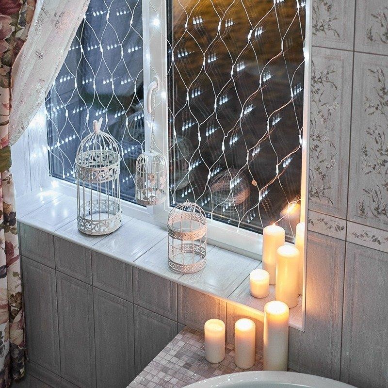 Гирлянда Сеть 1,5х1,5м, прозрачный ПВХ, 150 LED белые