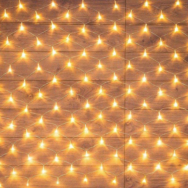 Гирлянда Сеть 1,5х1,5м, прозрачный ПВХ, 150 LED теплые белые