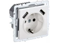 BRITE Розетка 1-местная с заземлением с защитными шторками 16А с USB A+A 5B 2,1A  РЮш10-1-БрБ белый ИЭК