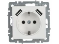BRITE Розетка 1-местная с заземлением с защитными шторками 16А с USB A+A 5B 2,1A  РЮш10-1-БрБ белый ИЭК