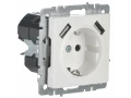 BRITE Розетка 1-местная с заземлением с защитными шторками 16А с USB A+A 5B 2,1A  РЮш10-1-БрБ белый ИЭК