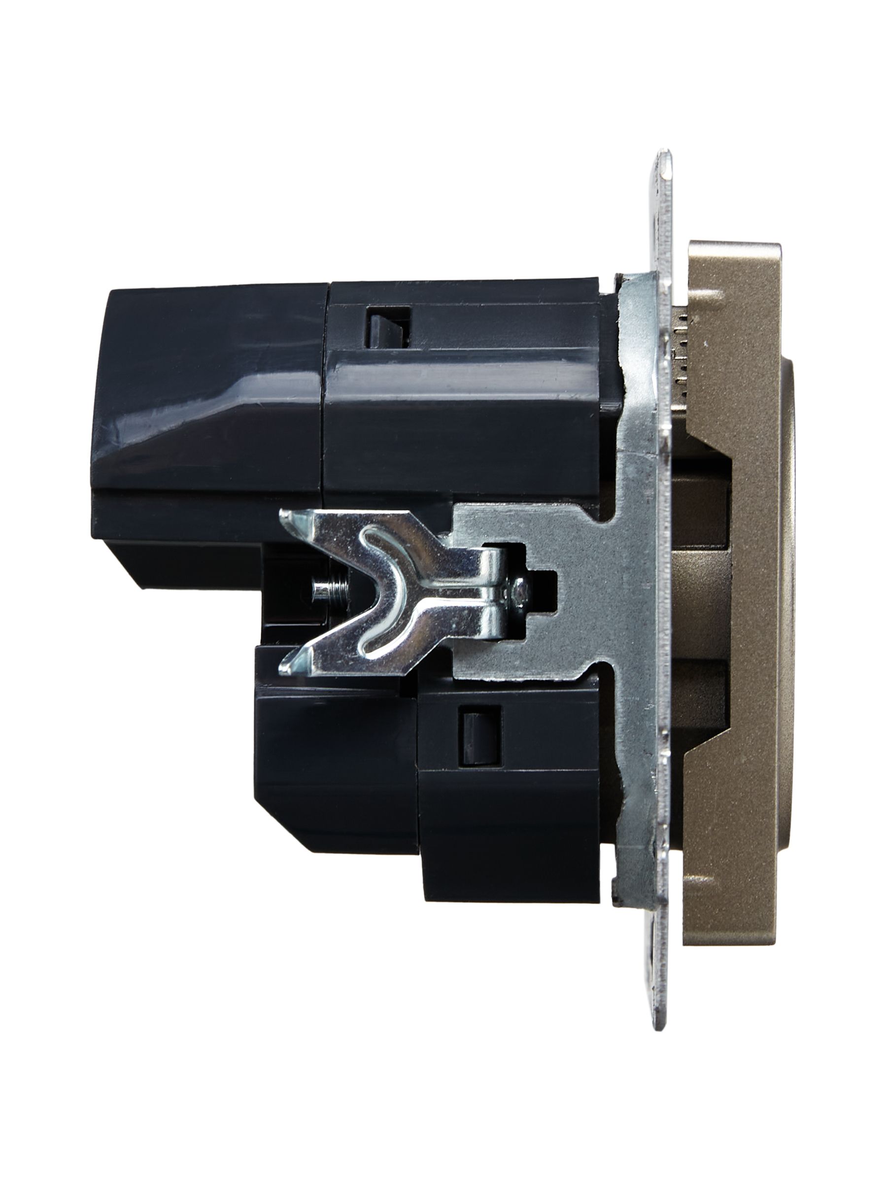 BRITE Розетка 1-местная с заземлением с защитными шторками 16А с USB A+A 5B 2,1A  РЮш10-1-БрШ шампань ИЭК