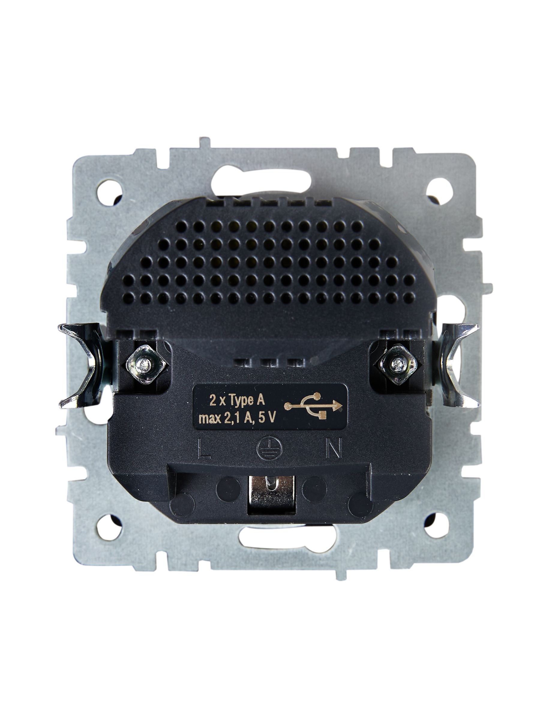 BRITE Розетка 1-местная с заземлением с защитными шторками 16А с USB A+A 5B 2,1A  РЮш10-1-БрШ шампань ИЭК