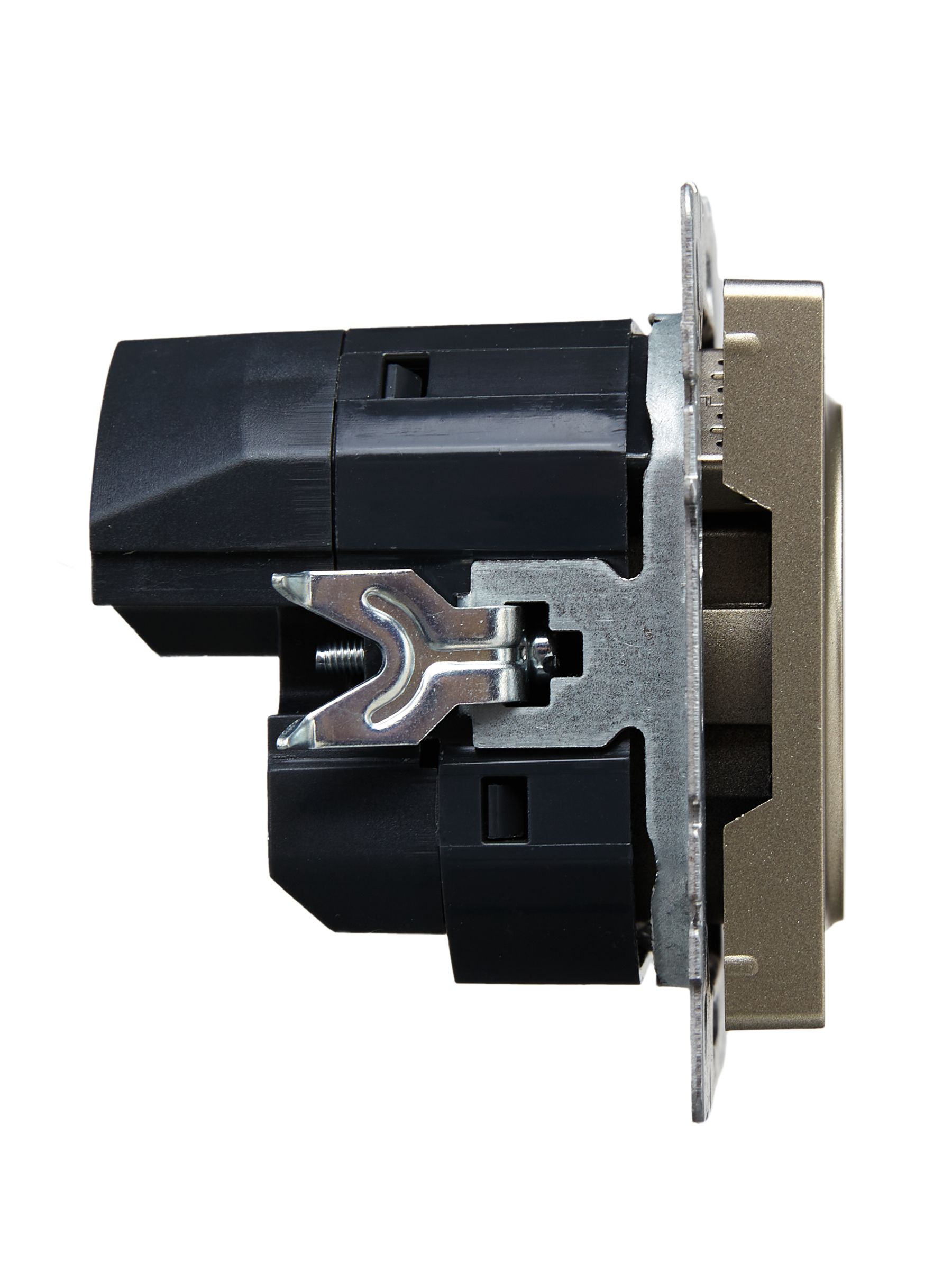 BRITE Розетка 1-местная с заземлением с защитными шторками 16А с USB A+C 18Вт РЮш11-1-БрШ шампань ИЭК