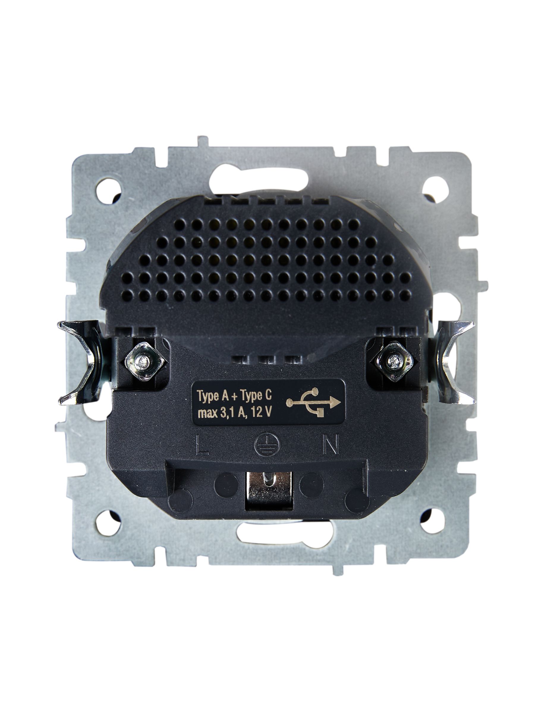 BRITE Розетка 1-местная с заземлением с защитными шторками 16А с USB A+C 18Вт РЮш11-1-БрШ шампань ИЭК