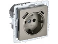 BRITE Розетка 1-местная с заземлением с защитными шторками 16А с USB A+C 18Вт РЮш11-1-БрШ шампань ИЭК
