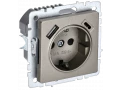 BRITE Розетка 1-местная с заземлением с защитными шторками 16А с USB A+C 18Вт РЮш11-1-БрШ шампань ИЭК