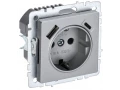 BRITE Розетка 1-местная с заземлением с защитными шторками 16А с USB A+C 18Вт РЮш11-1-БрА алюминий ИЭК