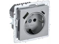 BRITE Розетка 1-местная с заземлением с защитными шторками 16А с USB A+C 18Вт РЮш11-1-БрА алюминий ИЭК