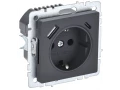 BRITE Розетка 1-местная с заземлением с защитными шторками 16А с USB A+C 18Вт РЮш11-1-БрГ графит ИЭК