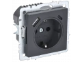 BRITE Розетка 1-местная с заземлением с защитными шторками 16А с USB A+C 18Вт РЮш11-1-БрГ графит ИЭК