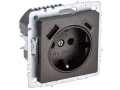 BRITE Розетка 1-местная с заземлением с защитными шторками 16А с USB A+C 18Вт РЮш11-1-БрТБ темная бронза ИЭК