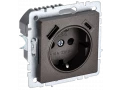 BRITE Розетка 1-местная с заземлением с защитными шторками 16А с USB A+C 18Вт РЮш11-1-БрТБ темная бронза ИЭК