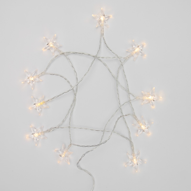 Гирлянда светодиодная Звездочки 1,5 м, 10 LED, прозрачный ПВХ, цвет свечения теплый белый, 2 х АА (батарейки не в комплекте) NEON-NIGHT