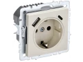 BRITE Розетка 1-местная с заземлением с защитными шторками 16А с USB A+C 18Вт РЮш11-1-БрКр бежевый ИЭК