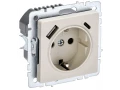 BRITE Розетка 1-местная с заземлением с защитными шторками 16А с USB A+C 18Вт РЮш11-1-БрКр бежевый ИЭК