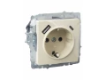 BRITE Розетка 1-местная с заземлением с защитными шторками 16А с USB A+C 18Вт РЮш11-1-БрКр бежевый ИЭК