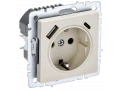 BRITE Розетка 1-местная с заземлением с защитными шторками 16А с USB A+C 18Вт РЮш11-1-БрКр бежевый ИЭК