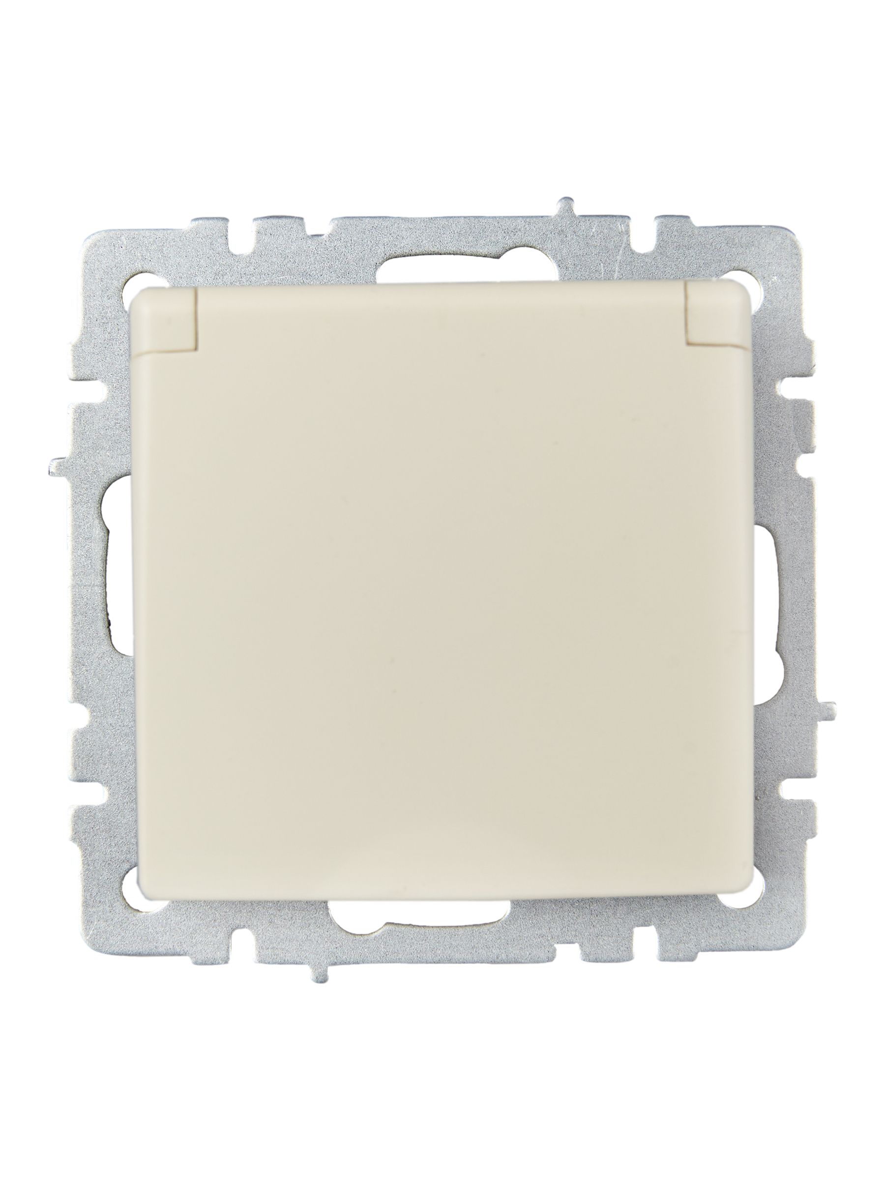 BRITE Розетка 1-местная с заземлением с защитными шторками и крышкой 16А IP20 РСбш10-3-БрКр бежевый ИЭК