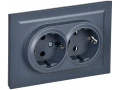 BRITE Розетка 2-местная с заземлением без защитных шторок 16А в сборе РС12-3-БрМ маренго ИЭК
